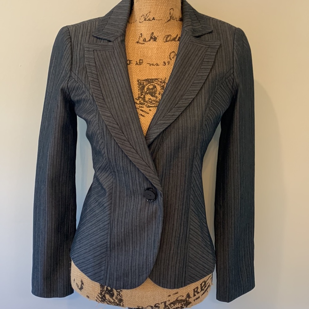 Kenneth Cole Gray Striped Pant Suit
